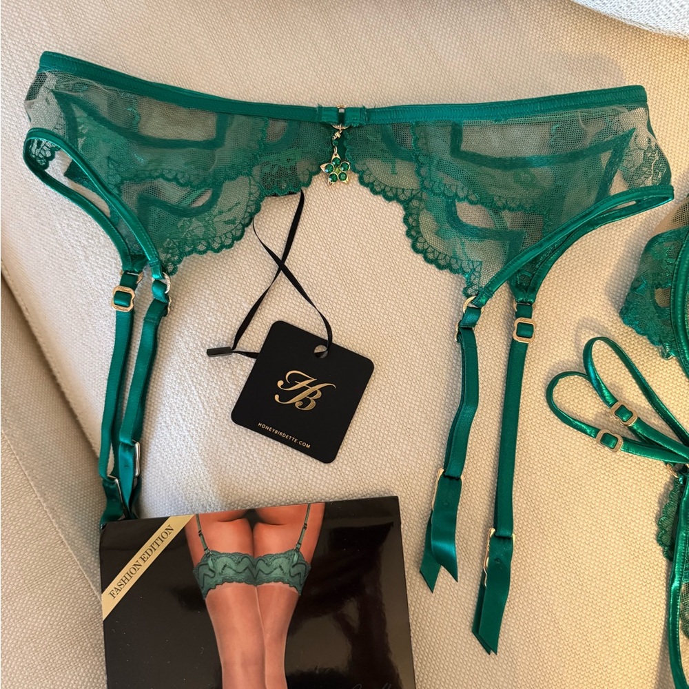 Honey Birdette Green Lingerie Set - Picture 3 of 12